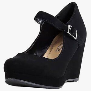 Platform Mary Janes with Strap - Black Nubuck, Size 7.5 - Used very good